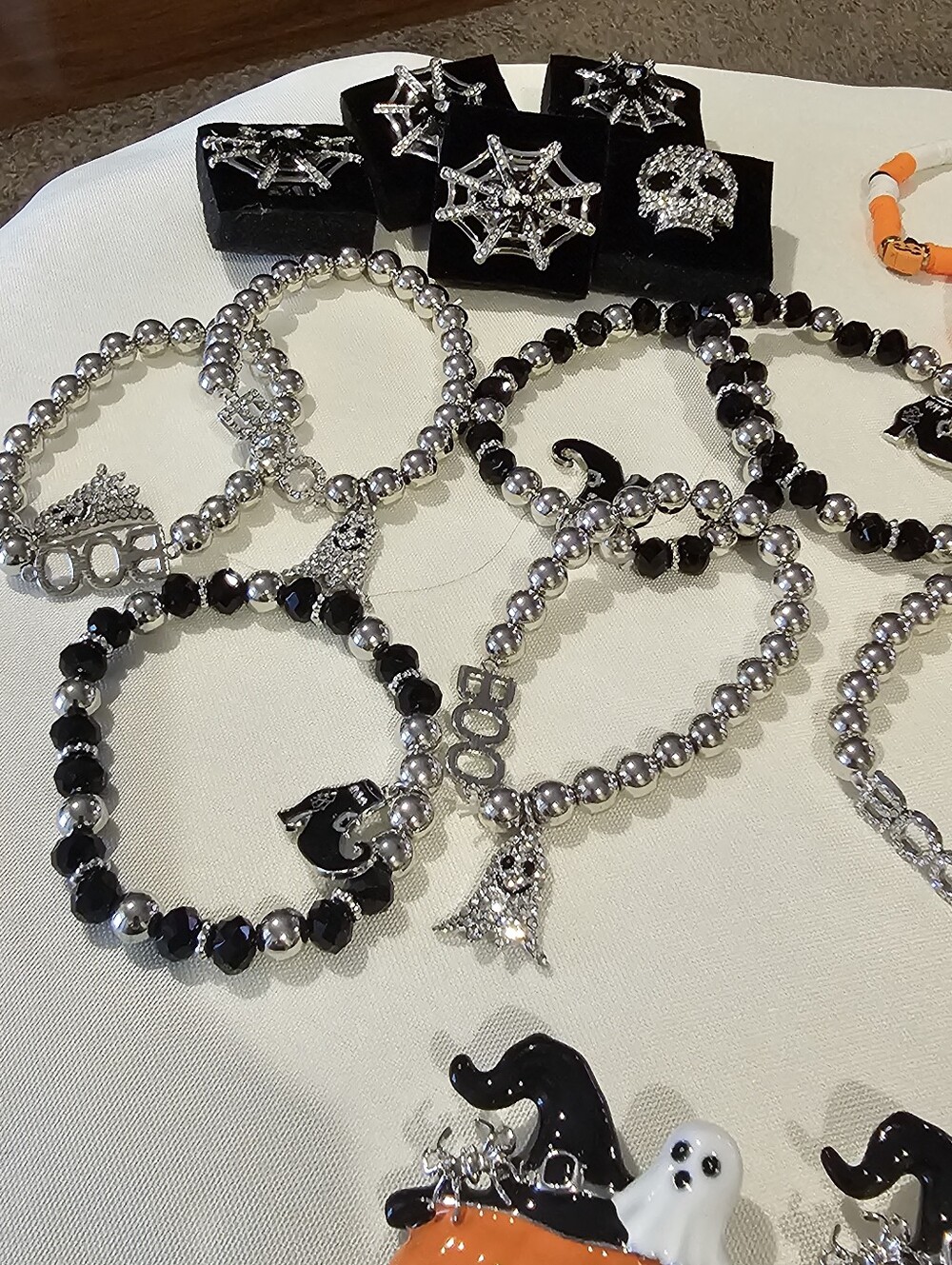 Halloween Kids Bracelet & Charm Set - Orange, Black, White - Picture 2 of 6